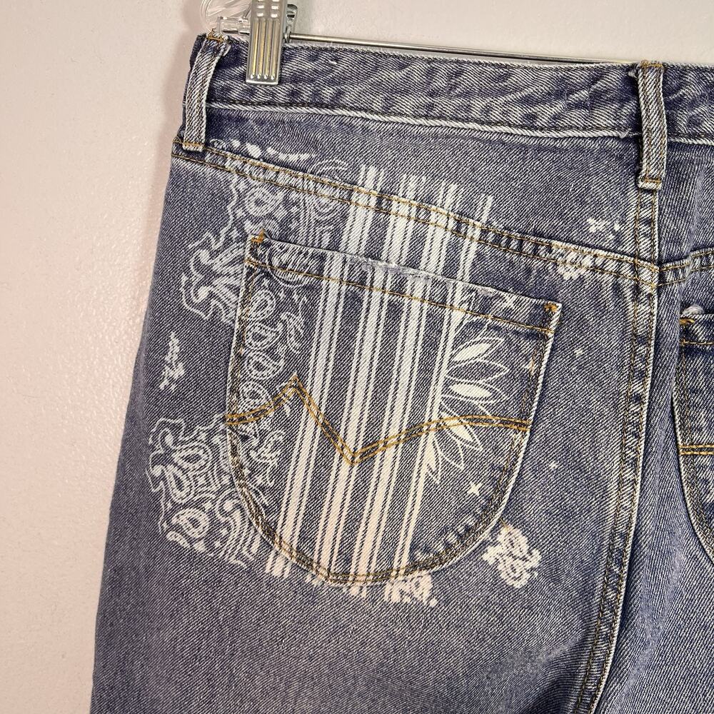 CLEO + Wolf Women's High Rise Straight Jeans Embroidered Patchwork 31x30 Boho - Picture 10 of 16